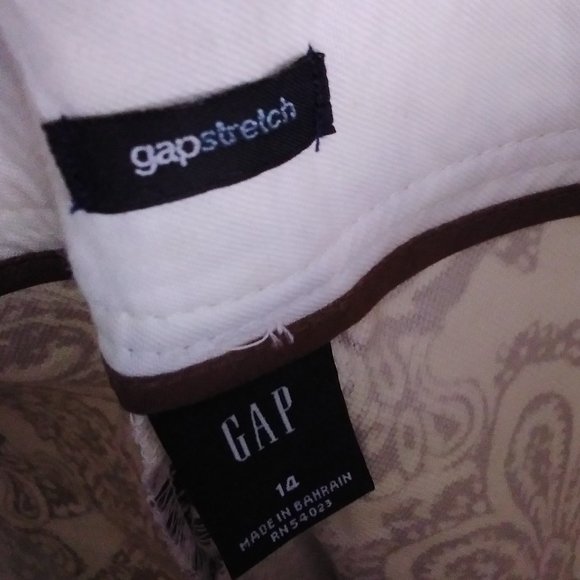 Gap Stretch Capri Size 14 Paisley Cream & Brown - Picture 3 of 3